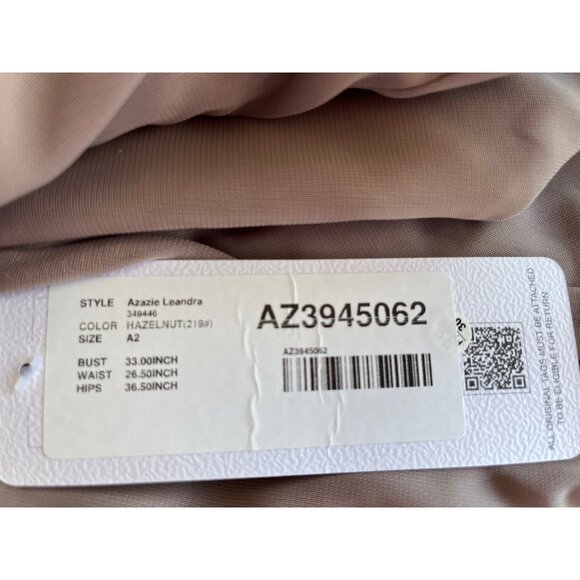 Azazie Leandra Mermaid Pleated Mesh Dress Bridesmaid Gown Hazelnut Pink Sz 2 NEW - Picture 4 of 10